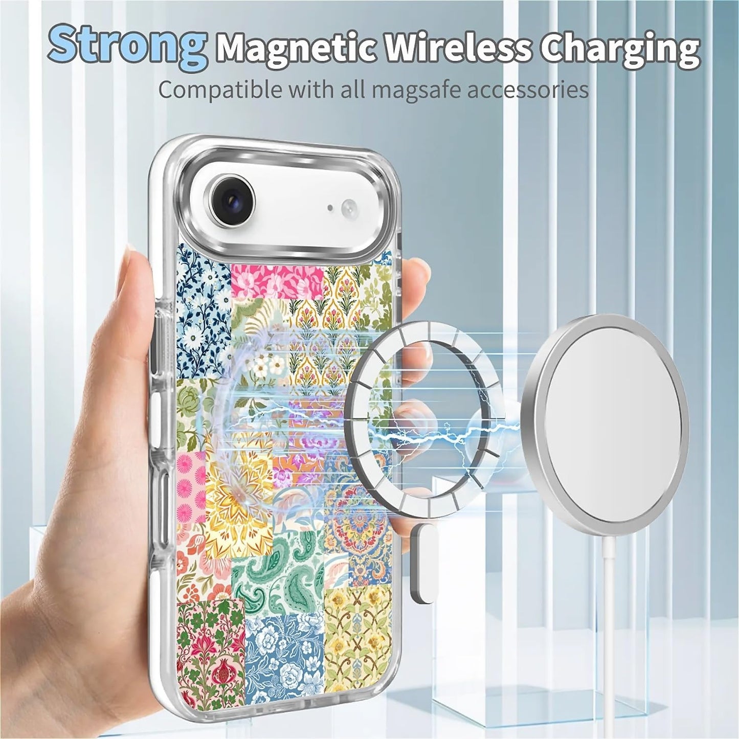 for iPhone 17 Pro Max Case [Compatible with Magsafe],Girls Women Clear Magnetic Case Silicone Shockproof Protective Cover with Pattern Colorful Motivational Letters