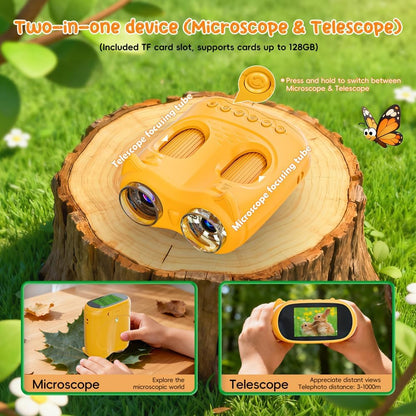 2-in-1 Kids Microscope Telescope, Temodu 2.0" 1000X Digital Microscope for Kids, HD Portable Education Telescope for Kids Birthday Festival Gift, Science Fun Toys for Children Age 4-12 (Purple)