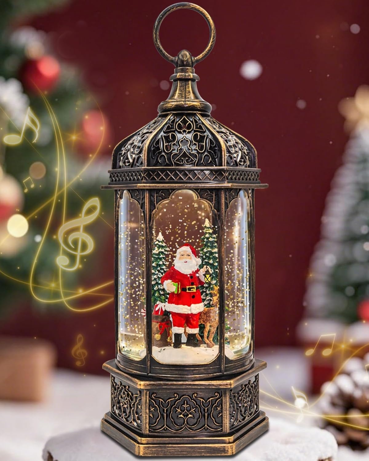 Musical Christmas Snow Globes Lantern, 7.87" Lighted Electric Snowglobes with 8 Holiday Songs 6H Timer Dual Power, Snowman Christmas Ornaments Snow Globe for Kids Adults Xmas Decor Gifts for Men Women