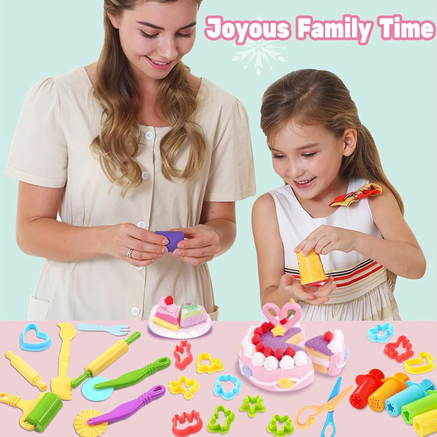 Dough Tool Kit,9 Pcs Basic Clay and Dough Tools Starter Set for Kids Includes Cutters Roller, Rolling Pins, Safety Scissors,Dough Extruder,Plastic Knife