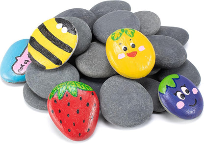 Simetufy 15 Pcs Rocks for Painting, River Rocks to Paint, 2"-3" Flat Painting Rocks, Smooth Rocks for Crafts, Natural Stones for DIY, Kindness Rocks Garden Decoration