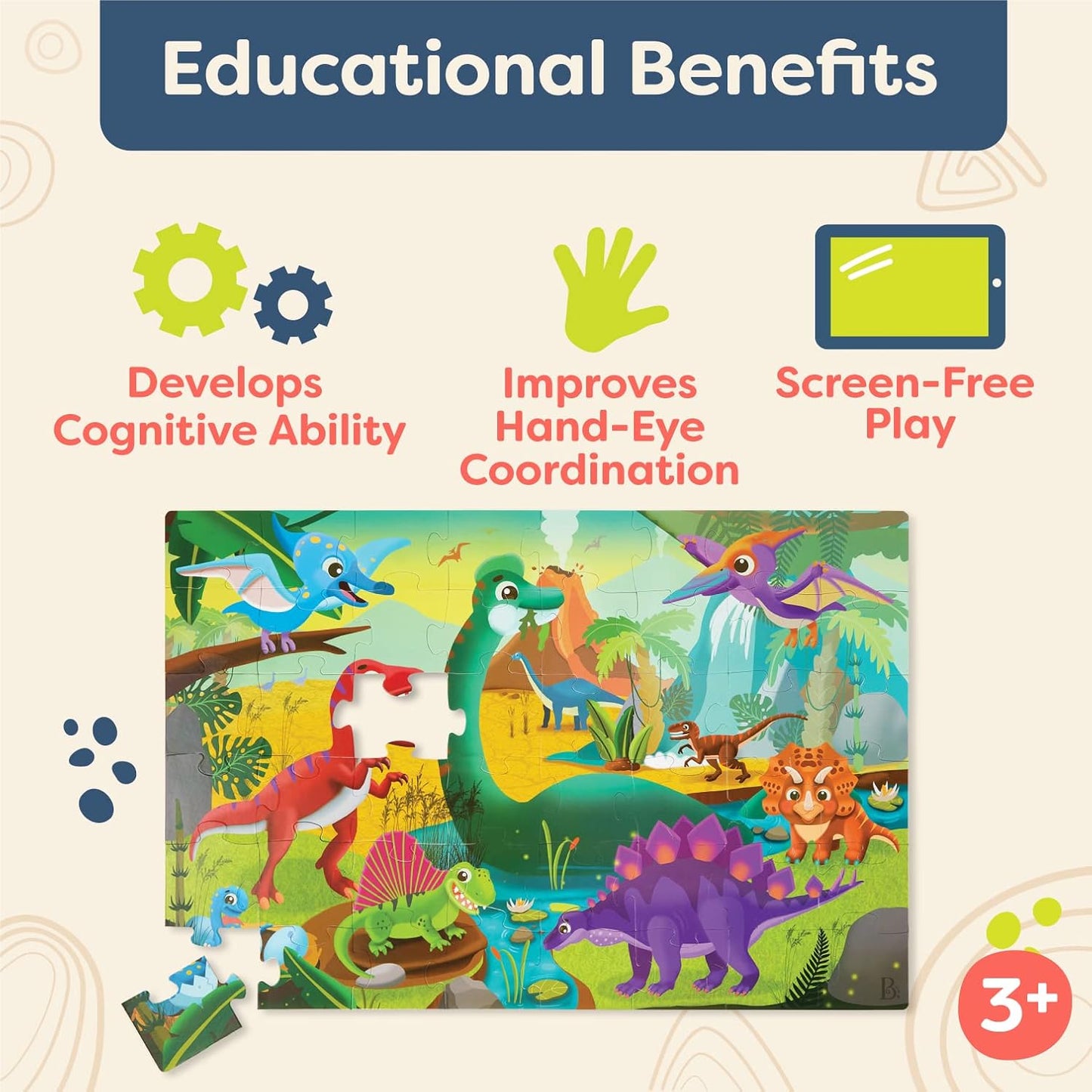 B. toys – Under The Sea Floor Puzzle – Kids Puzzles Jigsaw Puzzles – 48 Pieces Kids Puzzle with Ocean Animals – Educational 24 x 36-Inch Learning Toy for 3+ Years – Colorful Marine Life Adventure-Inch