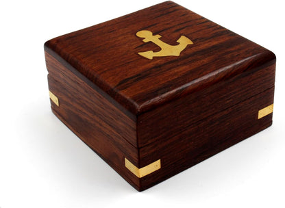 Compass with Stamped Wooden Case
