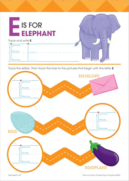 School Zone Alphabet Fun! Write & Reuse Workbook: 26 Wipe-Clean Pages, Preschool, Kindergarten, Write-On Learning, Write and Wipe, Alphabetical Order, Phonics, Printing & Tracing Letters, Ages 4-6