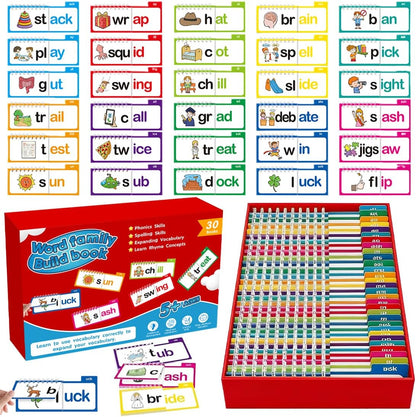 30 Read and Rhyme Flip Books,Sight Words Flash Cards Kindergarten,Kids Phonics Flash Cards,Word Family Build Books Phonics Games Books Gift for Kids Adults Stress Relief