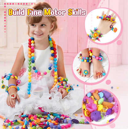 Atoymut 600Pcs Pop Beads, Jewelry Making Kits for Toddlers, Arts and Crafts Supplies for Kids Ages 4-8, Necklace, Bracelet, Ring, Creative DIY Toys Set for 4, 5, 6, 7, 8 Year Old Girl Birthday Gift