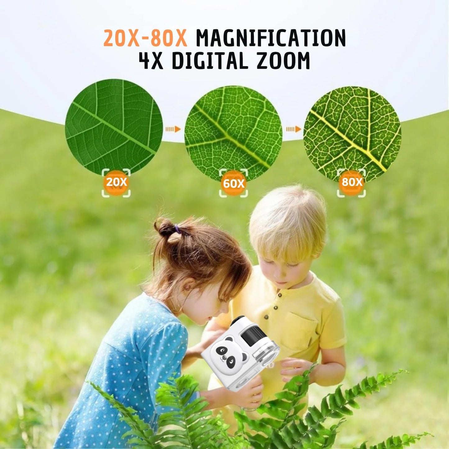 2026 New Kids Pocket Microscope Toy - 60x-80x Handheld Portable Science Kit with LED Light - STEM Educational Gift & Christmas Stocking Stuffer for Boys & Girls Age 3-12 (Green Frog)