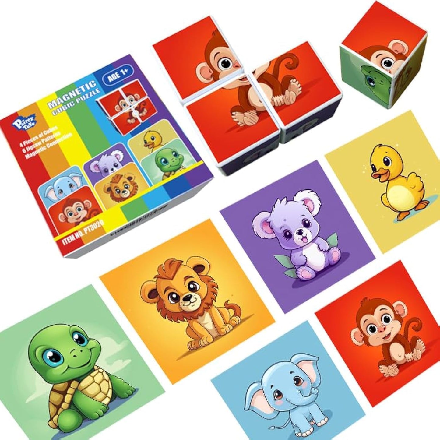 Pairez Toys Random 4 Sets of Magnetic Blocks for Toddlers, 4 Packs Total 16 PCS & 24 Patterns, Magnetic Puzzles for Kids 1-3, Preschool Learning Classroom Must Haves Puzzle Toys
