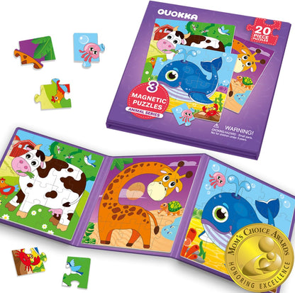 QUOKKA Magnetic Puzzles for Kids Ages 4-6 – Magnetic Fractions Learning Set for Kids 6-12 – Math Games for Homeschooling, Classrooms & Travel – 110 Magnets, 12 Task Pages, Marker – Toddler Travel Toys