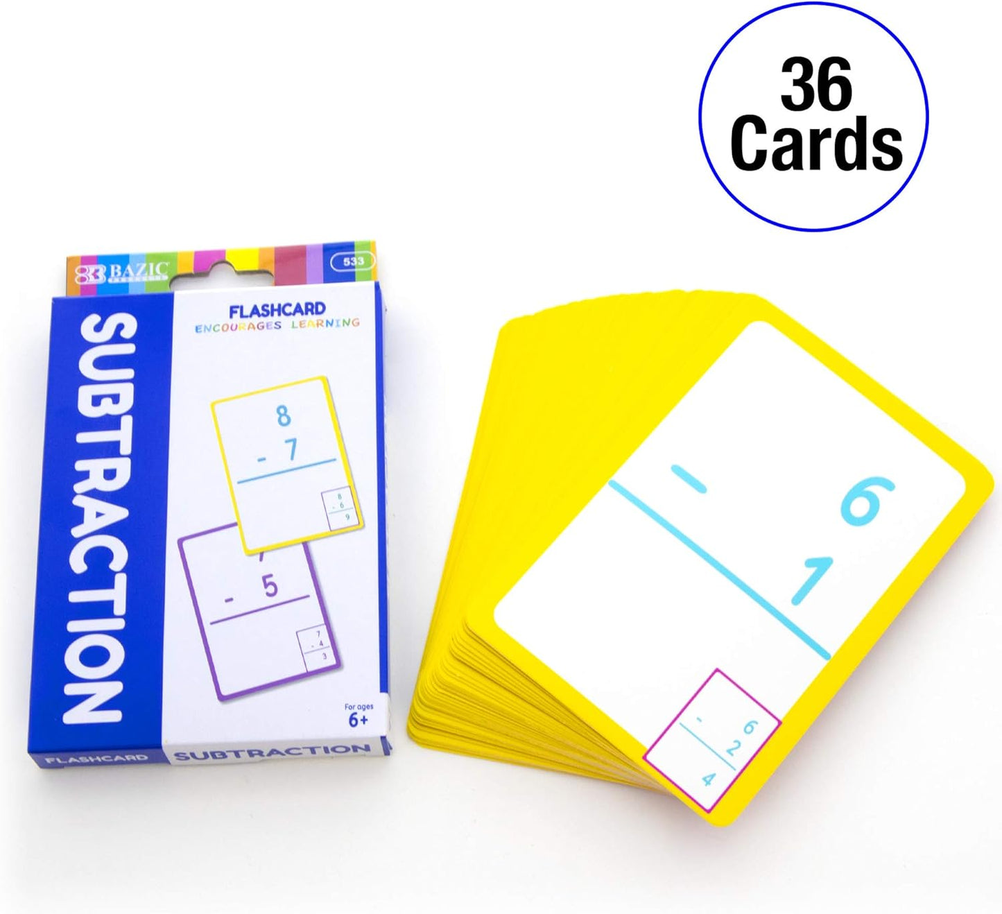 BAZIC Products Multiplication & Division Flash Cards, Educational Flash Cards for Kids, Math Flash Cards, Ideal for Math Learning Practice at Home or School, 36 Cards, 2-Pack