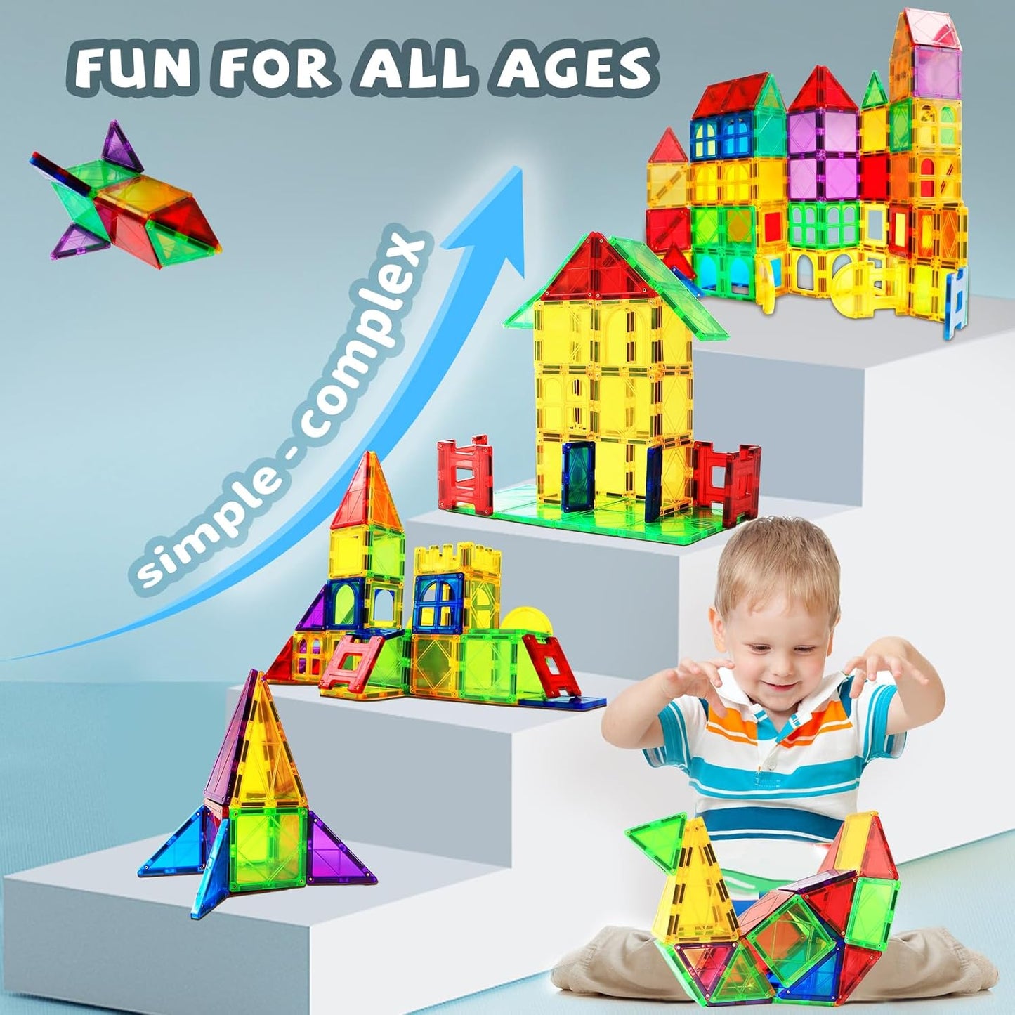 MAGBLOCK Magnetic Tiles Toys for Kids Magnet Building Tiles 100 Pcs Magnetic Blocks Preschool Building Sets Educational Toys for Toddlers Boys and Girls.