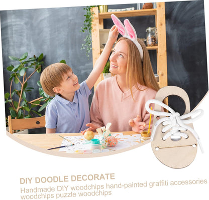 Garneck 5 Sets Wooden Shoe Tying Practice Boards for - Educational Peg Game Puzzles to Teach Shoelace Tying - Threading and Lacing Skills DIY Craft Supplies for Fine Motor Development