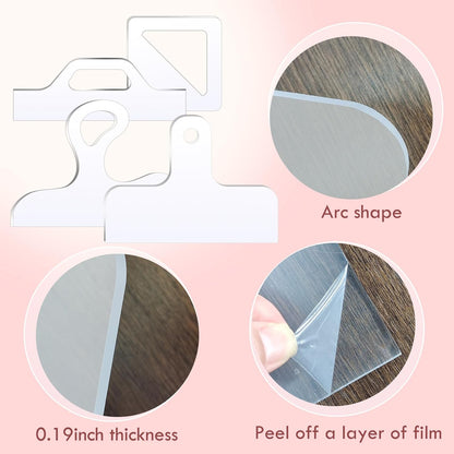 Router Templates, 4pcs Acrylic Charcuterie Board Handle Template, LYMOI Clear Cut Board Thick Handle Template, Angled Curvy Tracing Stencils Cut Guide Tools for Kitchen Woodworking. (Style 1)