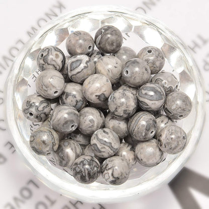 NCB 100pcs Original Natural Stone Beads Gemstone Round Loose Beads 6mm 8mm 10mm (Blue Aventurine, 6mm 100Beads) - Colors B