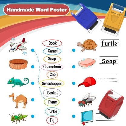 Handwriting Lines Stamp Roller Self-Inking Line Rolling Stamps Handwriting Practice Tool for Teachers Kids Kindergarten (Yellow)