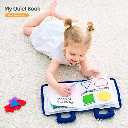 Jollybaby Quiet Book Montessori Toys, Toddlers Travel Toy, Preschool Learning Activities Early Educational Busy Book with 10 Sensory Activities for Boys & Girls, Zipper (Blue)