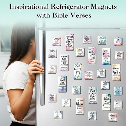 Blosssound 60 Pcs Inspirational Christian Magnets with Bible Verses Religious Refrigerator Magnet Motivational Quotes Fridge Scripture Positive Gifts for Home Office School Locker Decor(Scenery)