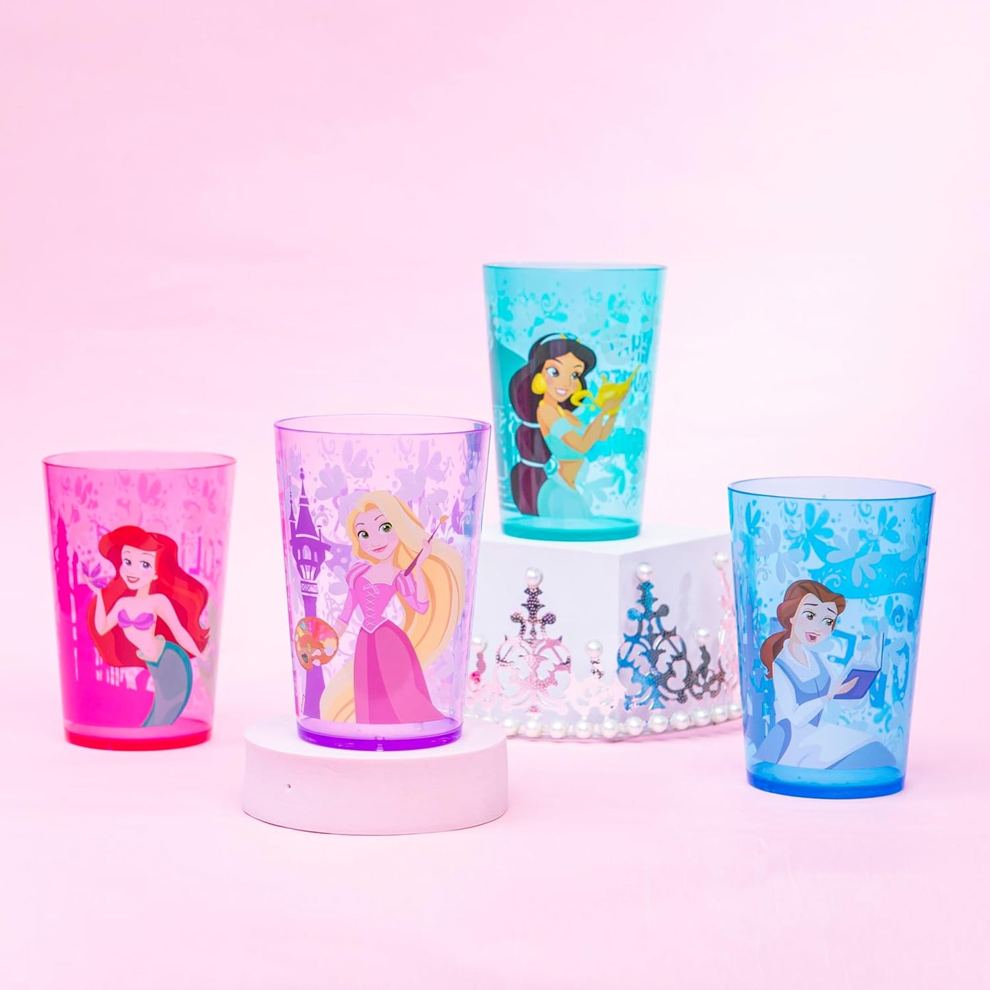 Zak Designs 14.5oz Disney Frozen 2 Nesting Tumbler Set Includes Durable Plastic Cups, Fun Drinkware is Perfect for Kids, 4pk (14.5oz, Anna & Elsa & Olaf)