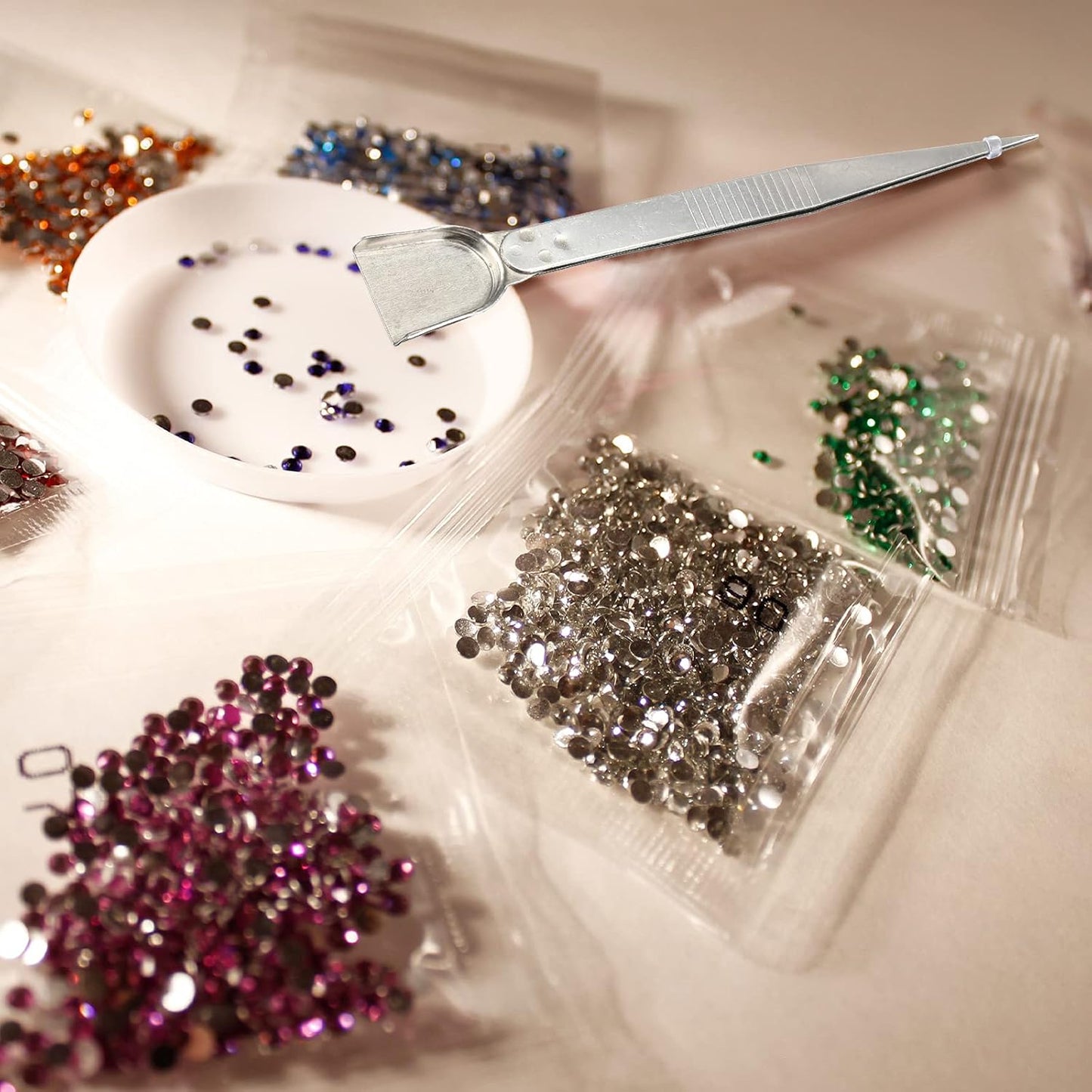Honoson 5 Pcs Bead Scoop Set Craft Jewelry Bead Diamond Scoop Set Diamond Tweezer with Scoops and Mini Shovel Handy for Pearls Gemstones Rhinestones Pick up Sorting Tools Supplies
