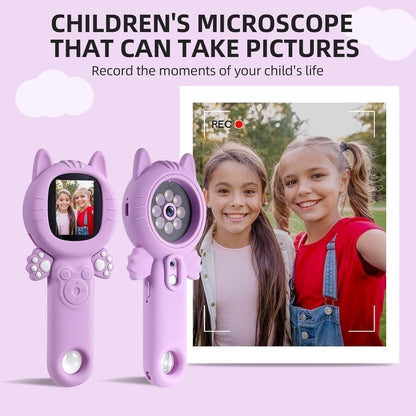 Kids Microscope – 500X Digital Pocket Handheld Microscope with Dual Cameras & Autofocus, STEM Educational Toy & Perfect Christmas Birthday Gift for Boys & Girls Ages 3 4 5 6 7 8 9 10(Pink)
