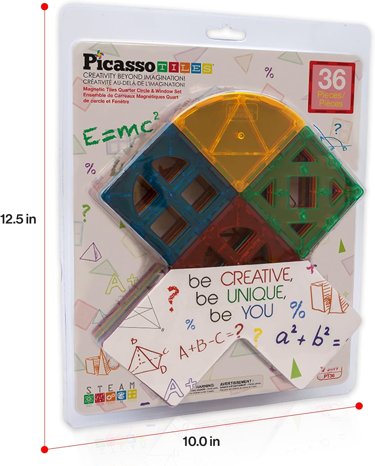 PicassoTiles 42pcs Magnetic Tiles Magnet Blocks See-Through Shape STEM Toys Building Block Educational Playset Compatible with Major Brand Tile -Starter Set for Boys and Girls Toddlers Ages 3+ PT42