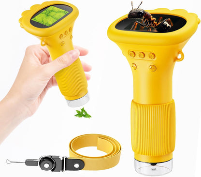 Kids Microscope Digital Camera, 1000X Handheld Camera Microscope for Kids with 2'' Screen, Educational Magnifying Glass Toy Christmas Birthday Gifts for Age 3 4 5 6 7 8 9 10 11 12 Girls Boys - Purple