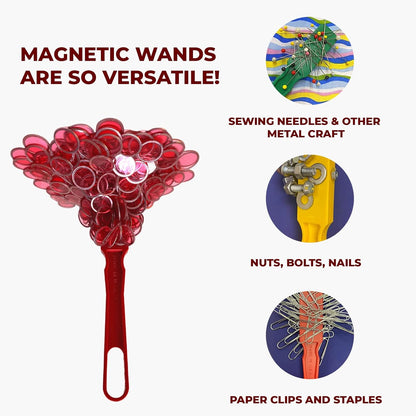 MR CHIPS Made in USA Upgraded Bingo Magnetic Wand & 200 Pieces ¾ Inch Red Plastic Chips with Metal Rings - Support American Jobs