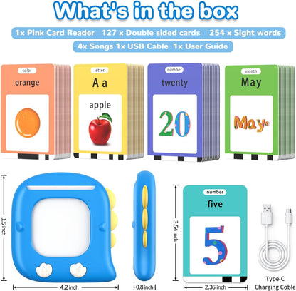 Kidzdo Dinosaur Sight Words Talking Flash Cards for 2 3 4 5 6 Years Old Boys and Girls, Easter Stuff Birthday Gifts for Toddler, Pocket Speech Learning Toys Helps Language Delay Kids, Green