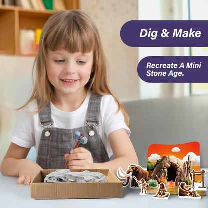 EDUMAN Stone Ages Fossil Dig Kit for Kids, Dig it Up Ancient Creatures Kit, Archaeology Kits with Mining Kit Tools, Educational Toys & Stem Toys for Kids Age 6 for Boys Girls