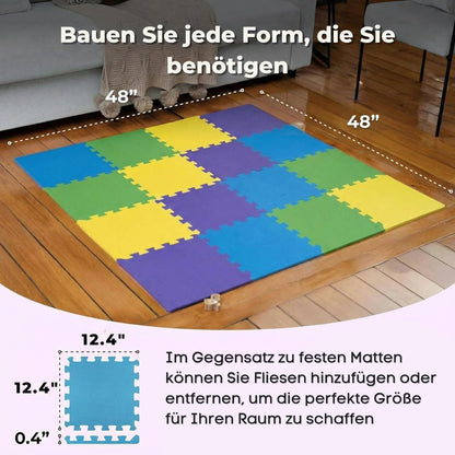 MioTetto Baby Play Mat, Soft Foam Floor Tiles for Kids. Adjustable Interlocking Foam Tiles, Fits with 50x50 Playpen Baby mat for Crawling & Development, Safe & Non-Toxic Playmat for Babies 6-12 Months