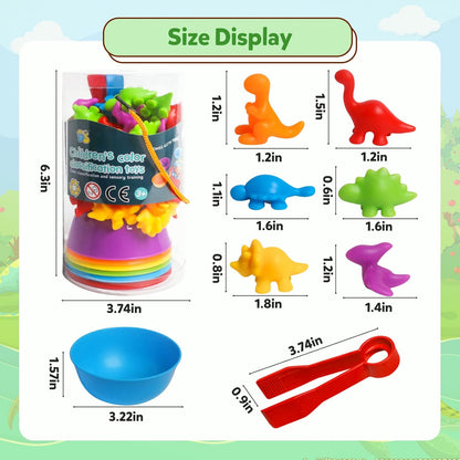 Counting Dinosaurs Toys Matching Games with Sorting Bowls for Kids Toddler Learning Activities Preschool Must Have Manipulatives Montessori Fine Motor Skills Toys Age 3 4 5 Years (Dinosaurs)