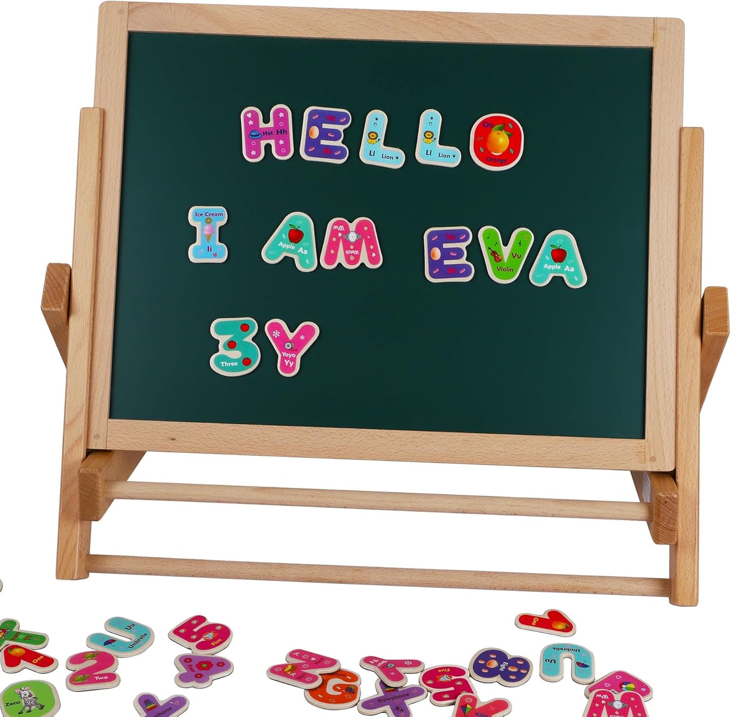 Toys of Wood Oxford Wooden Magnetic Letters and Numbers - Fridge Magnets for Kids- Alphabet Letter and Number Magnets for Children- ABC and Spelling Learning Toy