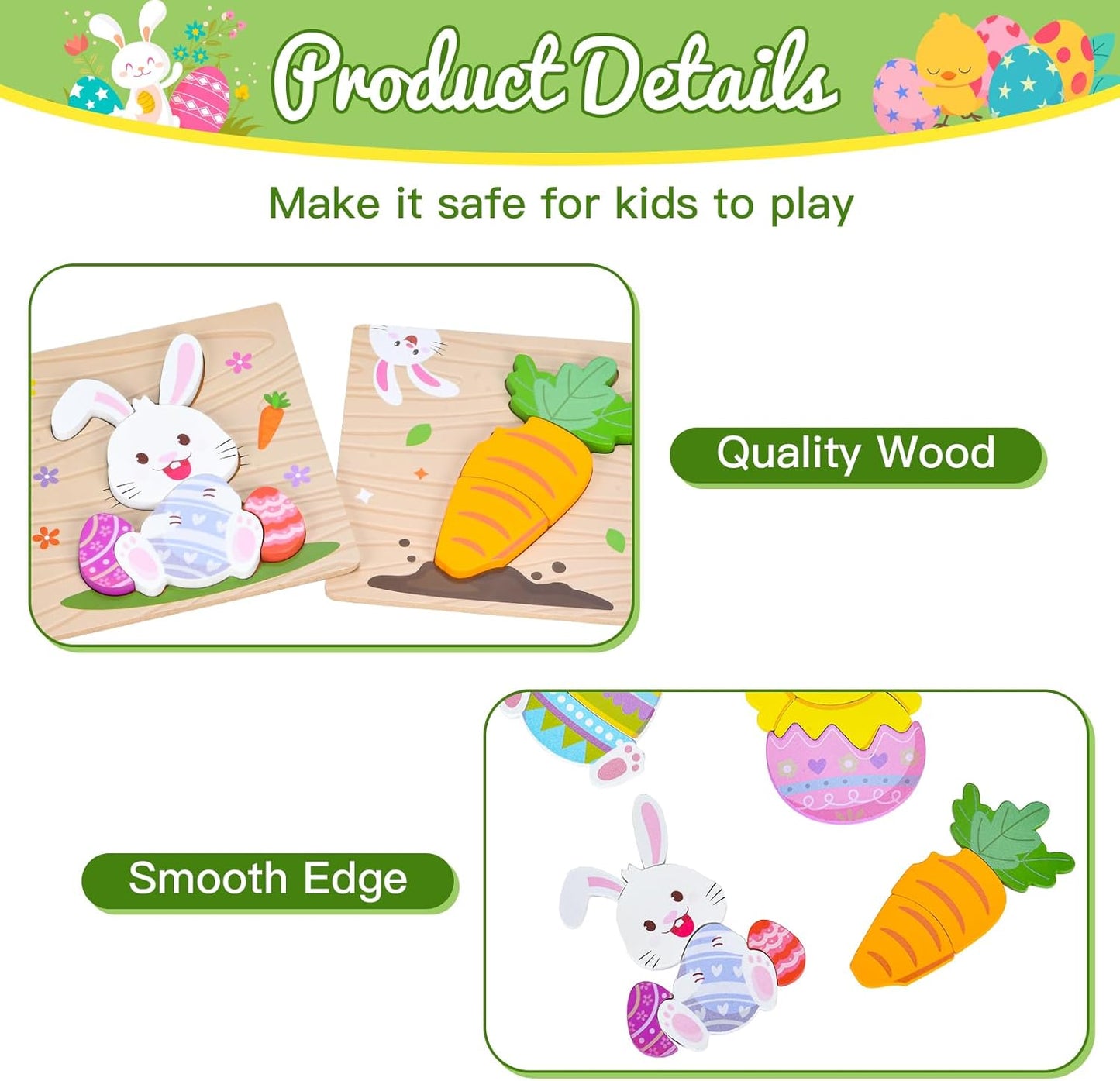 6 Pack Wooden Puzzles for Toddlers 1-3, Montessori Puzzles for 2-4 Year Old, Animal Shape Toddler Puzzles Montessori Toy Baby Learning Preschool Educational Toys Gift