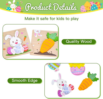 6 Pack Wooden Puzzles for Toddlers 1-3, Montessori Puzzles for 2-4 Year Old, Animal Shape Toddler Puzzles Montessori Toy Baby Learning Preschool Educational Toys Gift