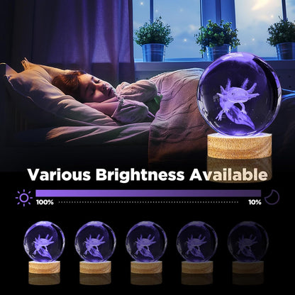 3D Solar System Crystal Ball Night Light with 16 Color Wooden LED Base Upgraded 3.15 In Galaxy Planets Ball Lamp with Remote for Birthday Christmas, Astronomy Space Gifts for Boys Girls Kids