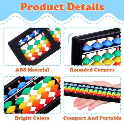 Kisangel Arithmetic Abacus 17 Rods Rainbow Plastic Counting Toy for Kids Math Learning and Brain Development Educational Tool for Toddlers and Students