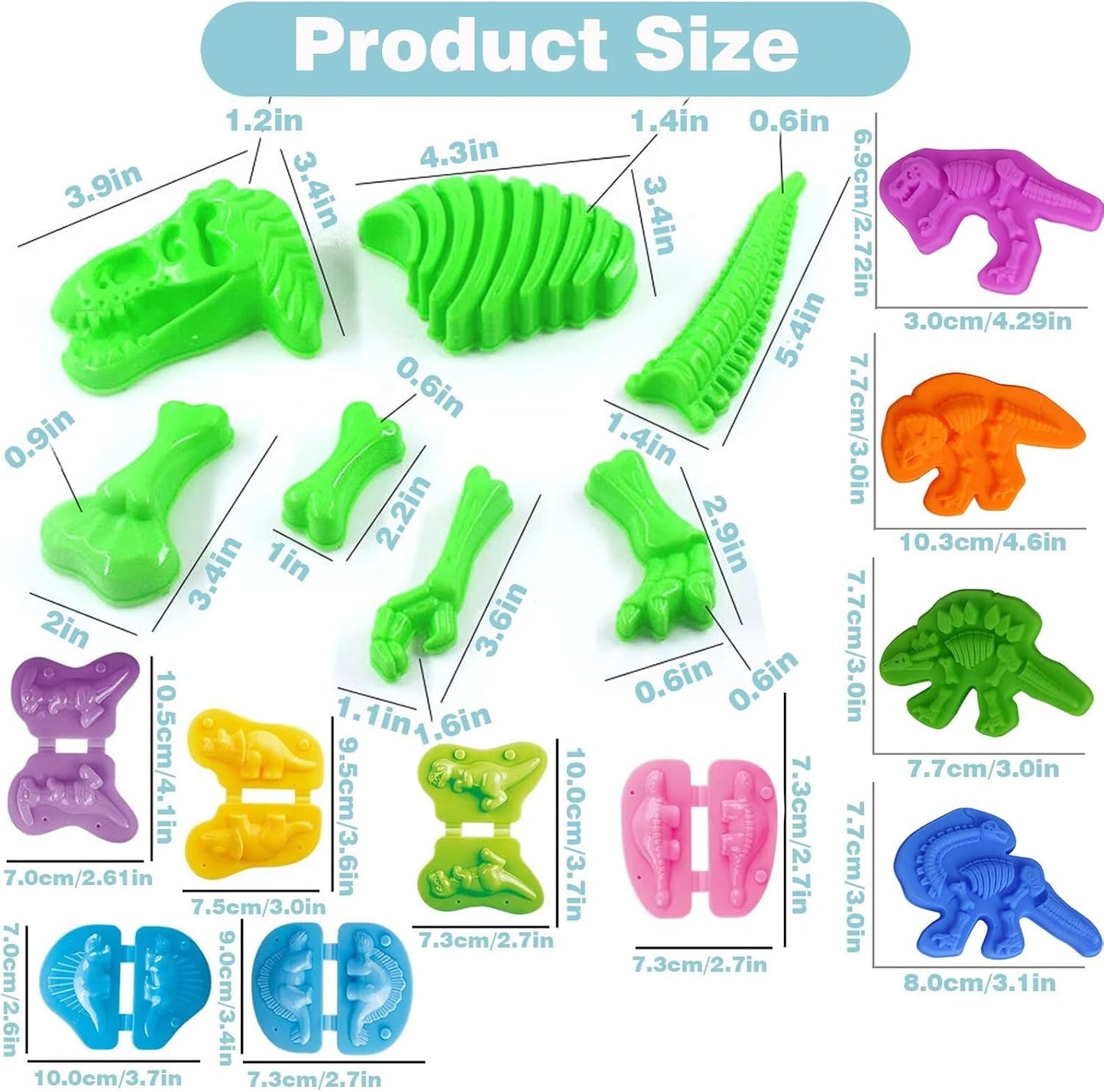Unleash Creativity with 6 Unique Dino Molds Dough Toys Dough Accessories Set.Ideal as a Gift for Kids Aged 3-4-8 Years
