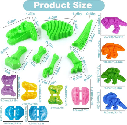 Unleash Creativity with 6 Unique Dino Molds Dough Toys Dough Accessories Set.Ideal as a Gift for Kids Aged 3-4-8 Years