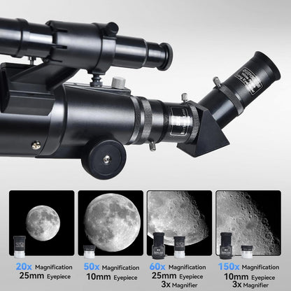 Telescope for Beginners & Kids: 70mm / 500mm Refractor (150X HD), Portable Travel Scope, Best Astronomy Gifts for Adults w/Wireless Remote, Carrying Bag. Easy Set Up