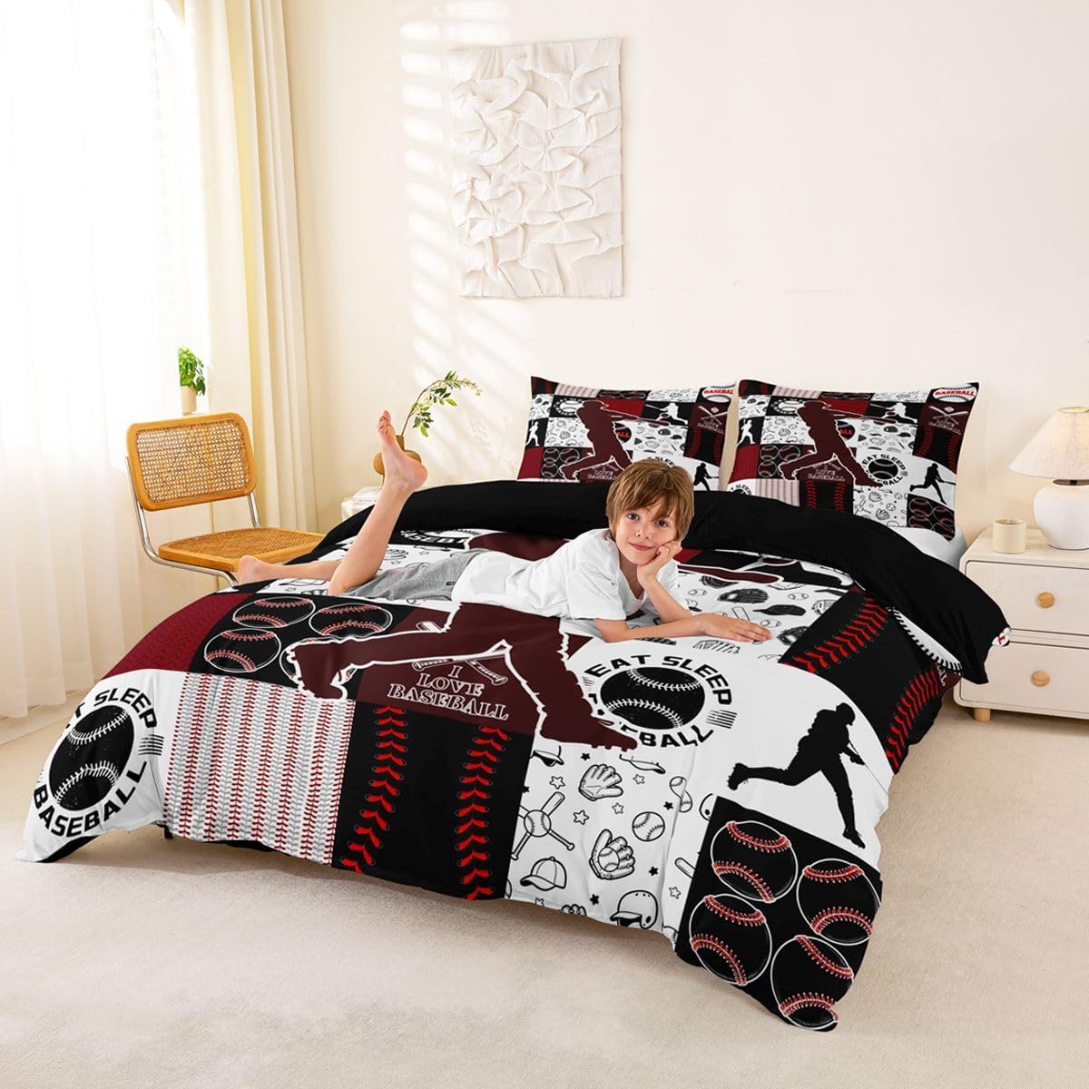Drum Kit Duvet Cover,Kids Musical Instruments Bedding Set,Rock Music Comforter Cover for Boys Girls Room Decor,Neon Lighting Lightweight Bedspread Cover Twin Size with 1 Pillow Case(No Comforter)