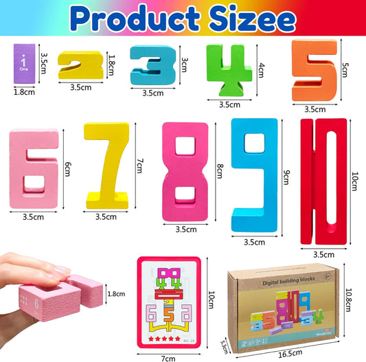 20Pcs Wooden Number Building Blocks,Montessori Number Blocks Math Learning Digital Building Blocks Digital Educational Counting Learning Toys for Parent-Child Interaction Skills Valentines Day Gifts