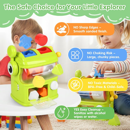 Montessori Baby Toys Eating The Shapes, Interactive Shape Sorter Toys for Toddlers, Fine Motor Skills Matching & Sorting Learning Toys for 1 2 3 Year Old Boys Girls