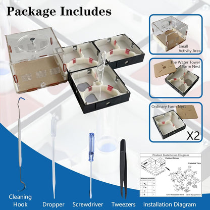 Ant Farm Nest Science DIY Terrarium Kit Care for Live Ants Ant Habitat with Water Tower Nurturing Room and Comprehensive Observation