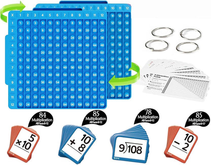 Math Flash Cards + Math Board, Multiplication Flash Cards Times Table Chart, Math Manipulatives Division, Addition, Subtraction Math Games for Teens, Learning for Home, Classroom, School