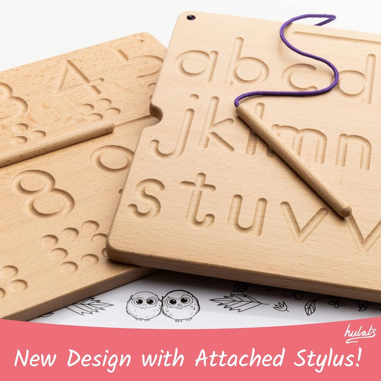 Hulats Learn to Write: Portable Wooden Alphabet Letter Tracing Sensory Pad Board - Toddler Writing Practice for Kids Age 3-5, Montessori Toys for 3+ Year Old, Letter Tracing for Kids 3-5 Writing Tools