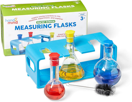 Hand2Mind Starter Science Measuring Flask Set - Plastic Beakers, Measuring Toys, Kids Chemistry Set, Educational Science Kits, Classroom Science Supplies