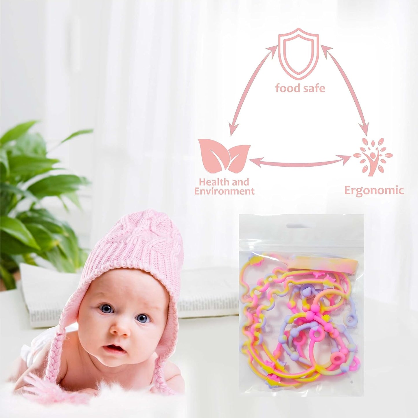 Toy Straps for Baby,RTMOK Silicone Setpacifier Clip,Applies to Car Seat Toy,Teether Toy,High Chair,Stroller Accessories,Baby Toy Clips,Cribs,Rocking Chair