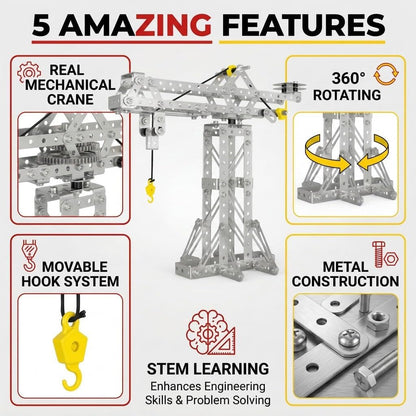 Metal Building Toys, 273pcs 3 in 1 Tower Crane & Frame Crane & Windmill Metal Model Set,Erector Sets for Boys Age 8-12,DIY Building Stem Projects Toys for Kids,Birthday Gifts for Model Crane Fan