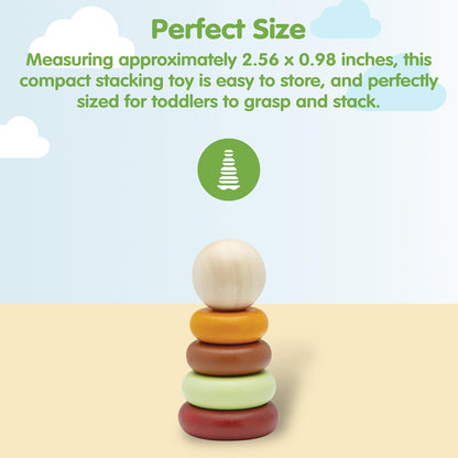 PlanToys® My First Stacking Toy Wooden Rings in Modern Rustic Shades | Montessori Fine-Motor Development Toy for Focus, Coordination & Early Learning | Eco-Friendly Educational Toy