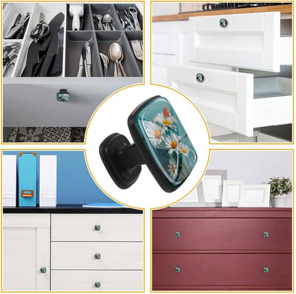 4 Pack Cabinet Knobs Drawer Pulls, 30mm Round ABS Glass Drawer Hardware Growing Purple Butterflies Cabinet Handles with Screws for Dressers Kitchens Cupboard